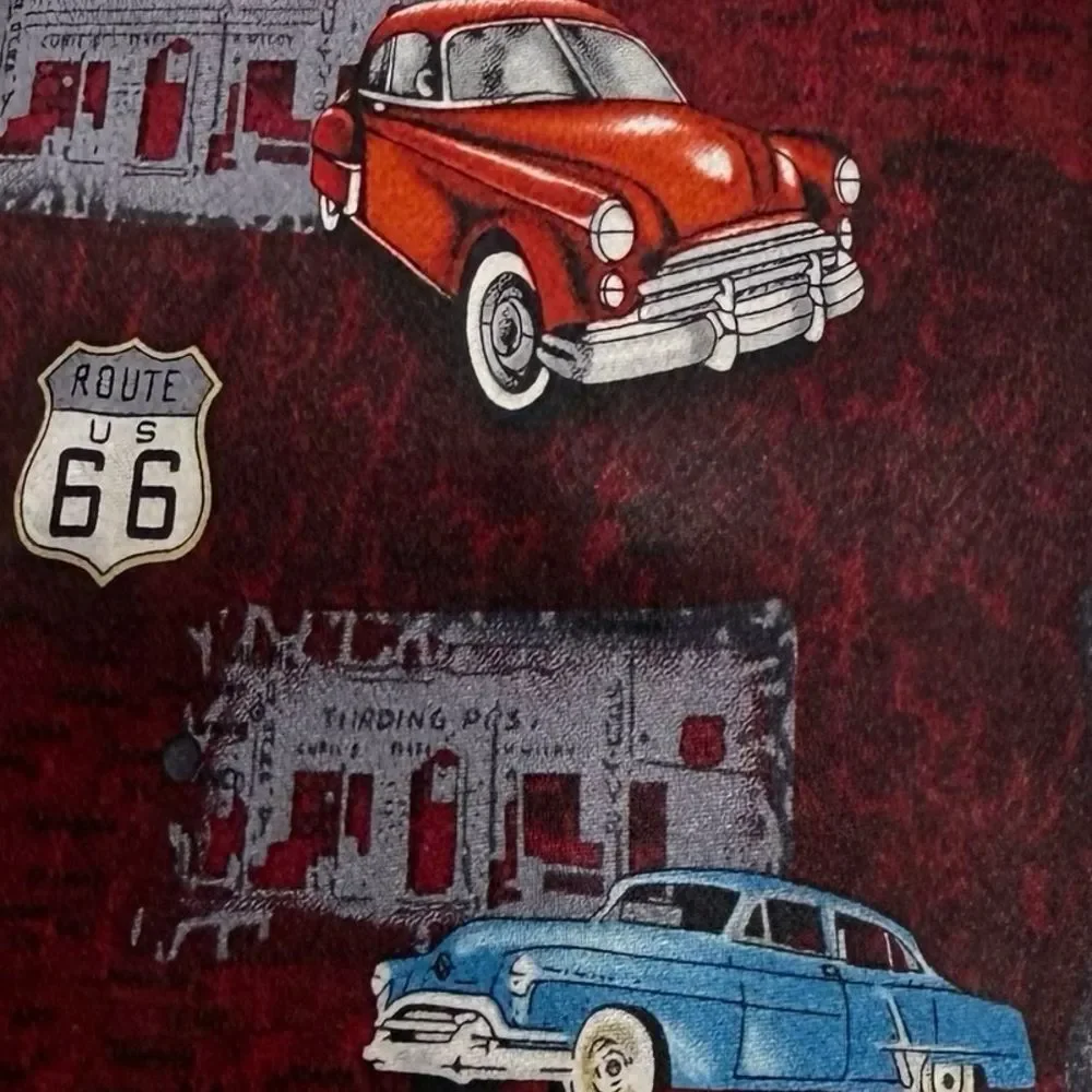 Tango Route 66 Classic Car USA Flag Silk Necktie Tie Handmade